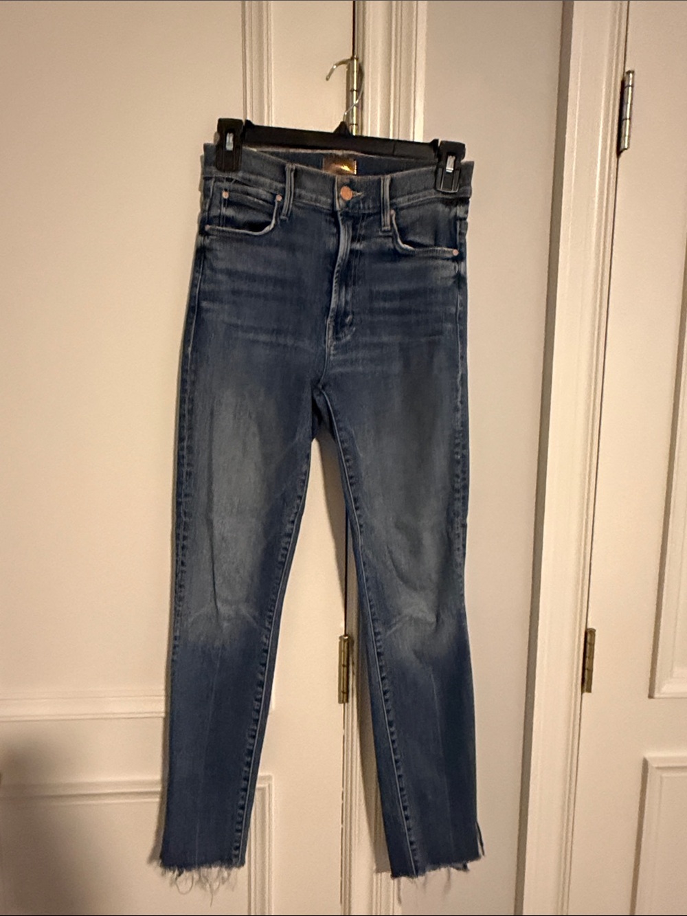 MOTHER High-Rise Skinny Jeans in Dark Blue Wash